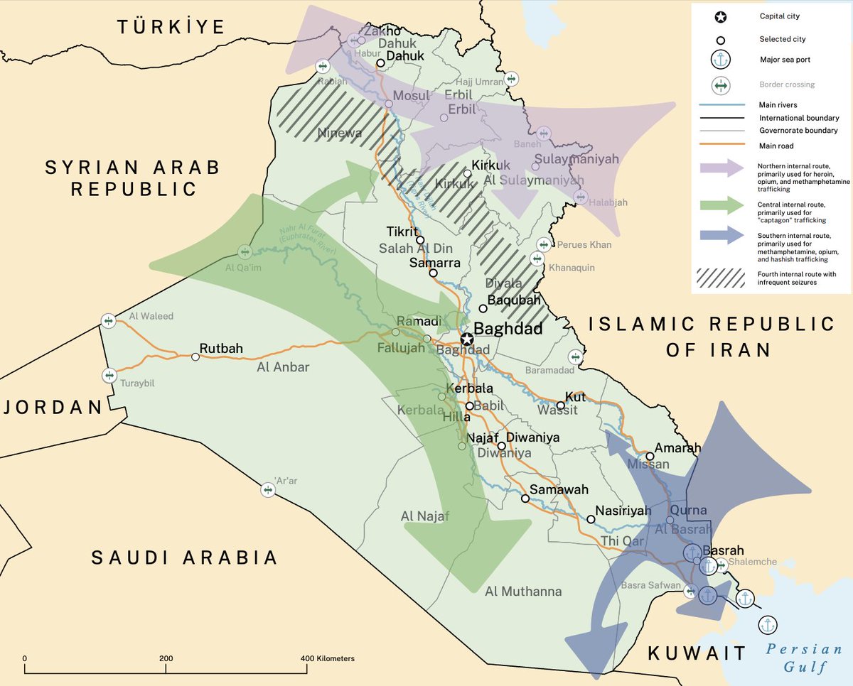 Organized crime is diversifying and networks are metastasizing globally, including in Iraq and the wider Middle East. My latest with @UNODC explores the exploding trade in captagon and other drugs. Seizures have increased by over 3,000% since 2019. unodc.org/documents/data…