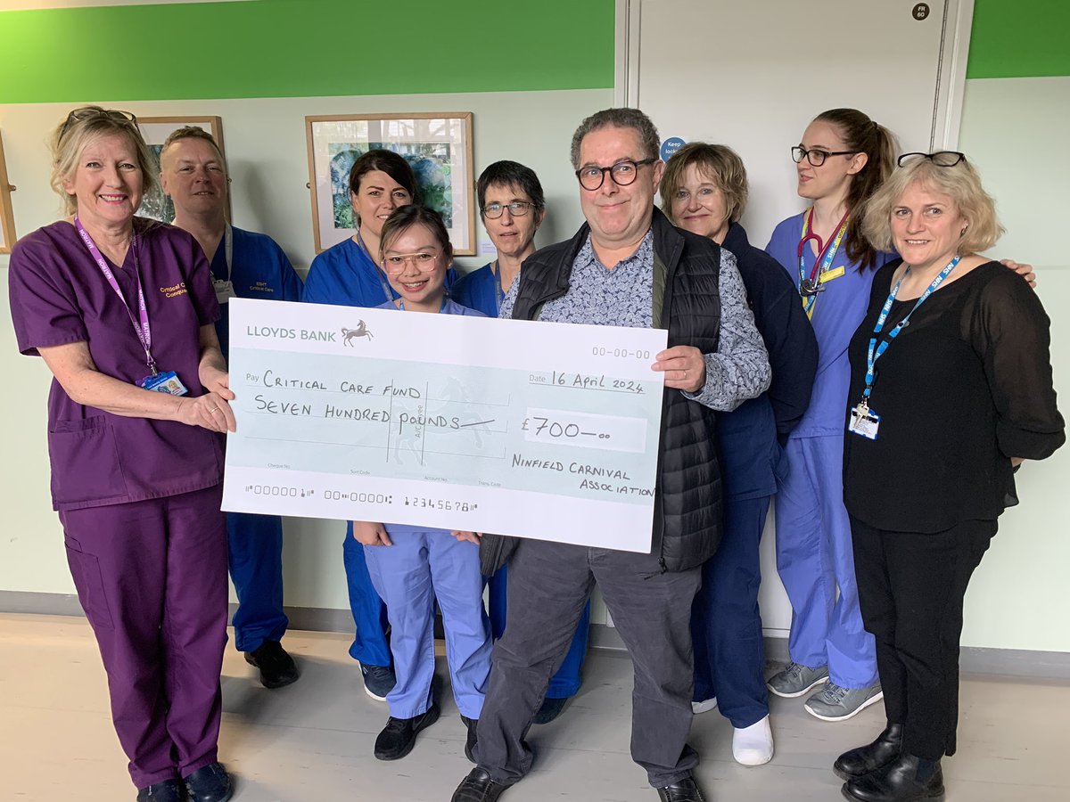 We received a very generous donation today from Ninfield Carnival Association. Thank you so much to all those who raised this amazing amount for us, we’re so very grateful 😃 <a href="/nincarnival/">Ninfield Carnival</a> <a href="/ESHTNHS/">East Sussex Healthcare NHS Trust</a>