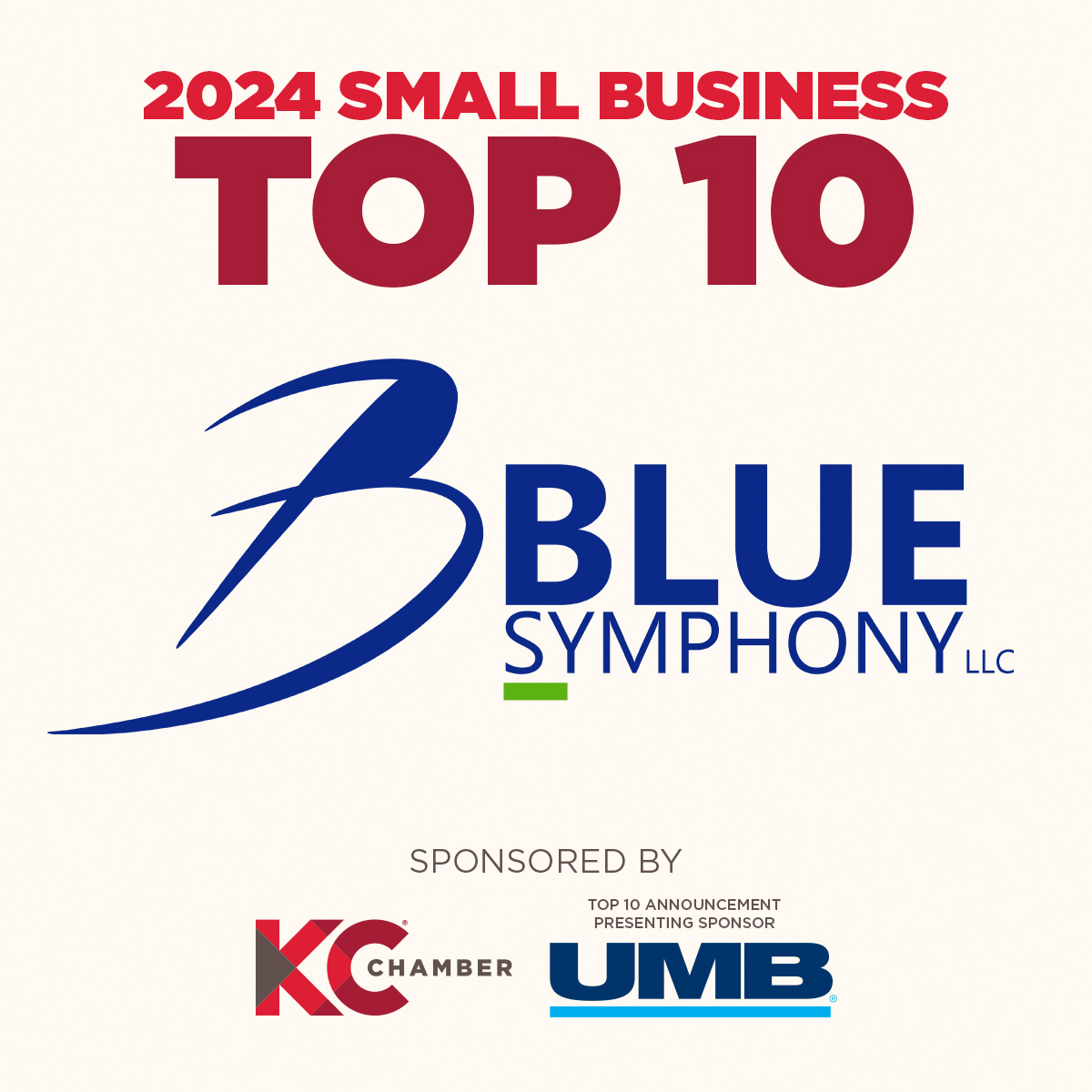 One more hour to go until the full list of Top 10 Small Businesses for 2024 is revealed. Who is the next to be announced? @bluesymphonykc, that’s who! #CelebrateSmallBiz