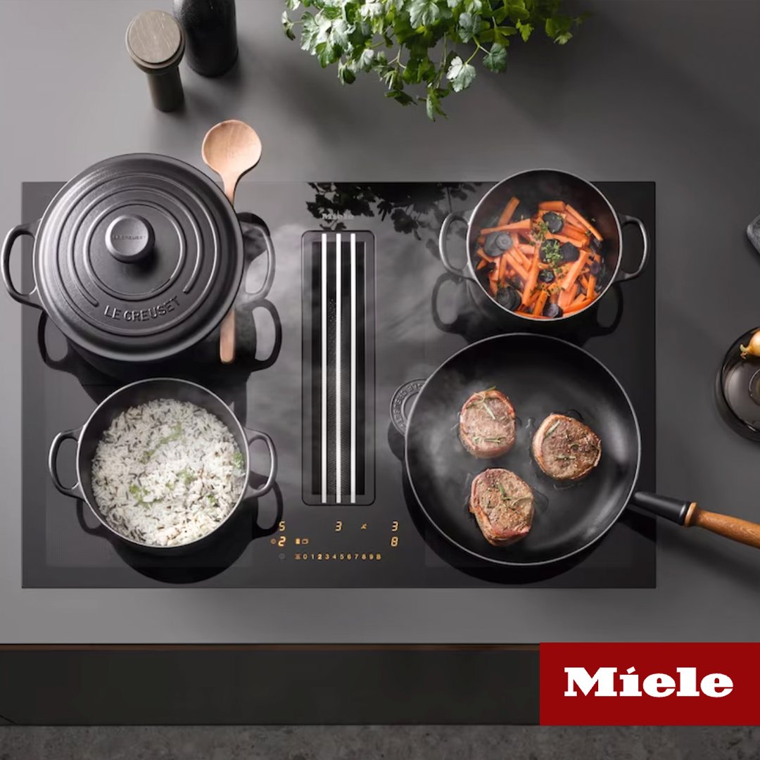 designworkstsb's tweet photo. Elevate your cooking with the ultra-quiet Miele KMDA Induction hob. Integrated vapour extraction, A+ energy efficiency &amp; flexible installation. #PremiumAppliances #GermanEngineering #EcoFriendly #ModernKitchen #DesignWorksKitchens #miele #italian #designworks https://t.co/2WF9iL8IXo