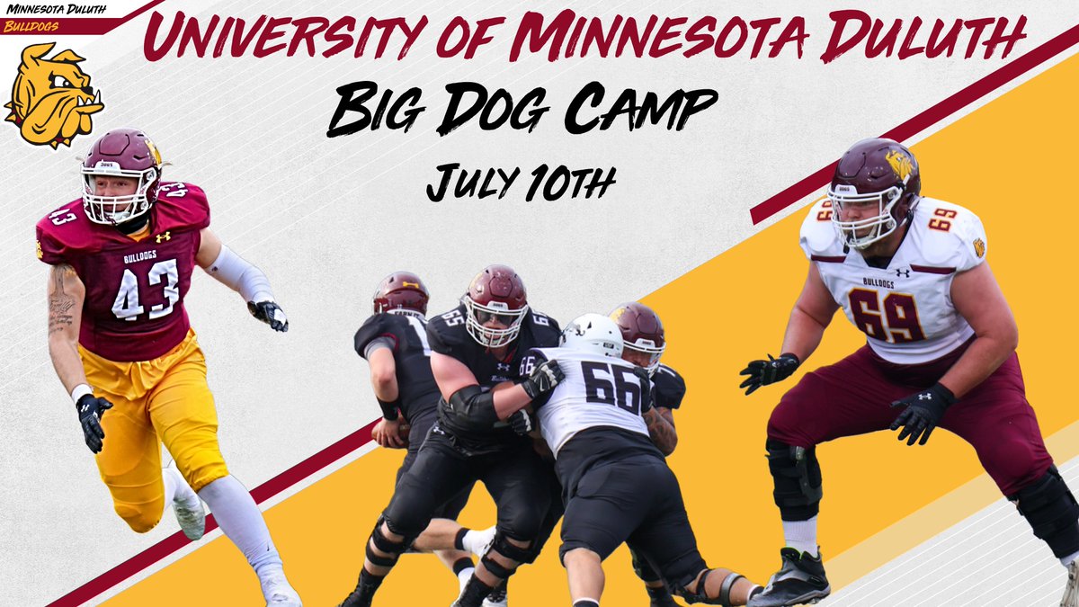 Calling all Offensive & Defensive Linemen! 💪 The UMD is hosting our Annual Big Dog Camp on July 10th! Great time to learn a few new tools for this upcoming season as well as be evaluated and compete against top competition! Link Below: bulldogsfootballcamps.totalcamps.com/shop/product/2…