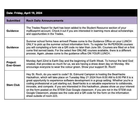 St. ROCH Daily Announcements tweet media
