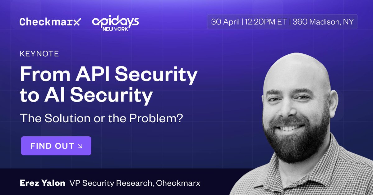 Explore #AI's transformative power in #API defense with @ErezYalon, our VP of Security Research, at # apidaysNewYork! Discover AI-driven security strategies, their promises, and perils, including ethical dilemmas and misuse risks. Join us! #CheckmarxSecurity @APIdaysGlobal