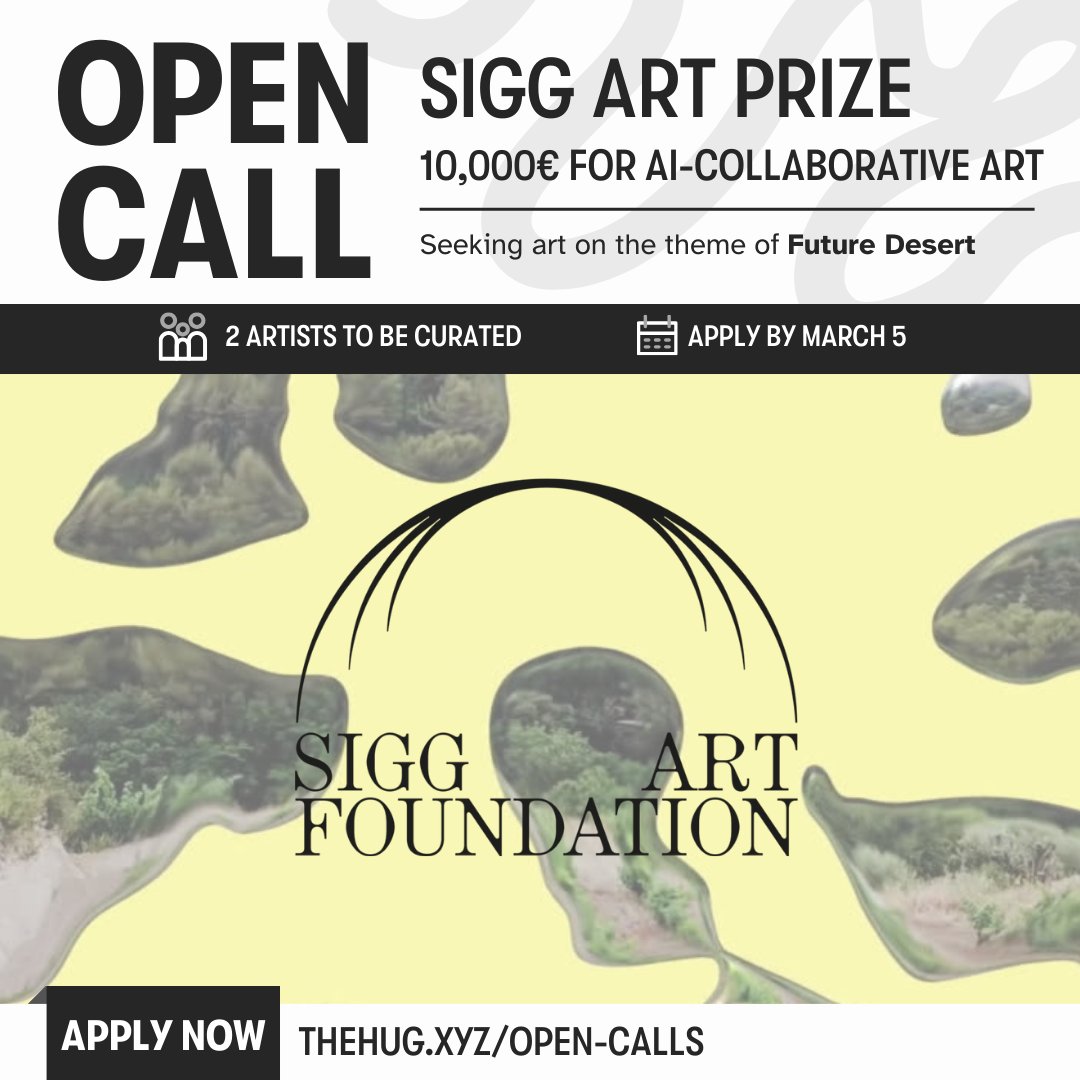 📣 Open Call for AI Art 🏆 Grand Prize of 10,000€ ($10,666~) The Sigg Art Prize from the @SiggArtFdn recognizes an AI-collaborative artist for their innovative contributions to the intersection of art and technology. Submissions must be on the theme 'Future Desert'. The