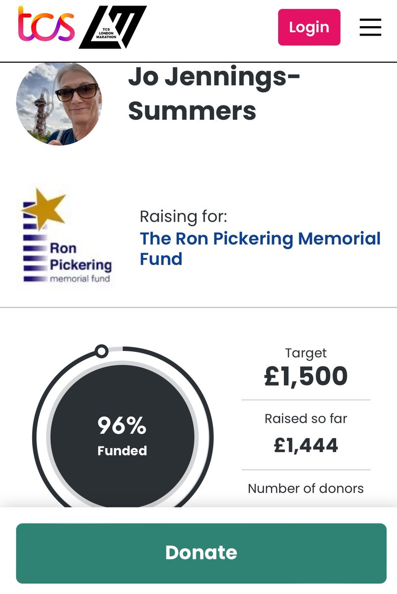 Less than 48hrs to go 😬 My fundraising target 96% 😁 Pls donate if you can to help support & recognise young GB talented athletes as @RunforRon - purely volunteer run - has done over the past 30 years ⭐️ 2024tcslondonmarathon.enthuse.com/pf/jo-summers