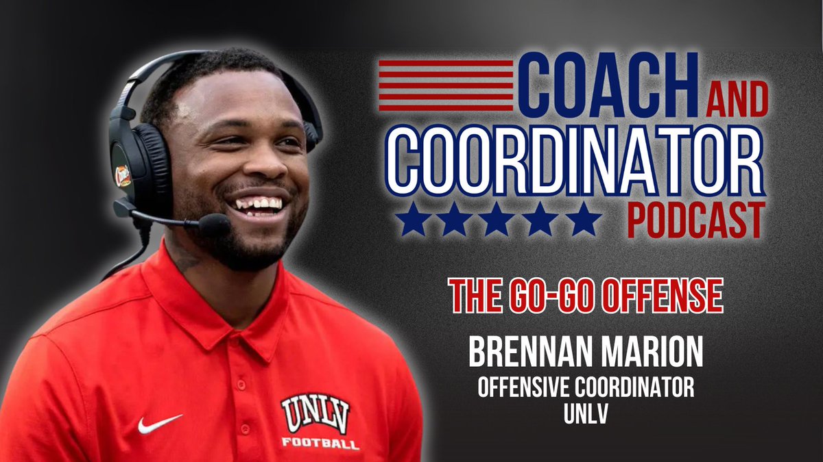 The Go-Go Offense – Brennan Marion, Offensive Coordinator, UNLV In this episode, Coach Marion explores the evolution of the “Go-Go” offense and its pairing of the option game with a strong passing attack. 🎧⤵️ 🍎podcasts.apple.com/us/podcast/the… 🟢open.spotify.com/episode/10vCnK…