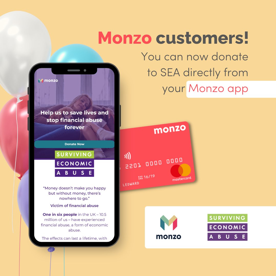 If you’re a @monzo customer, you can now donate to SEA directly from your banking app. Whether it’s a one-off donation or regular giving, your support helps us create real change for victim-survivors.