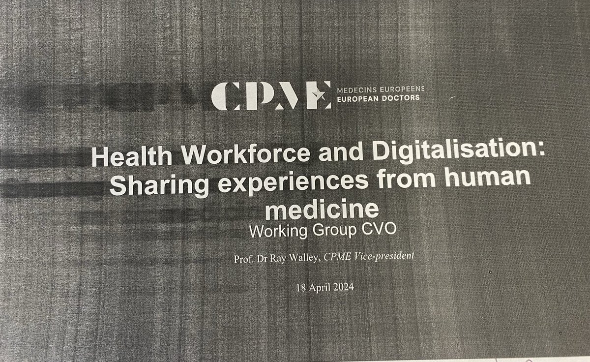 .Honoured to be asked to represent ⁦@CPME_EUROPA⁩ providing feedback on workforce and digital experiences in human medicine to Chief Veterinary Officers at EU commission as invited by CVO Belgium #EU2024BE