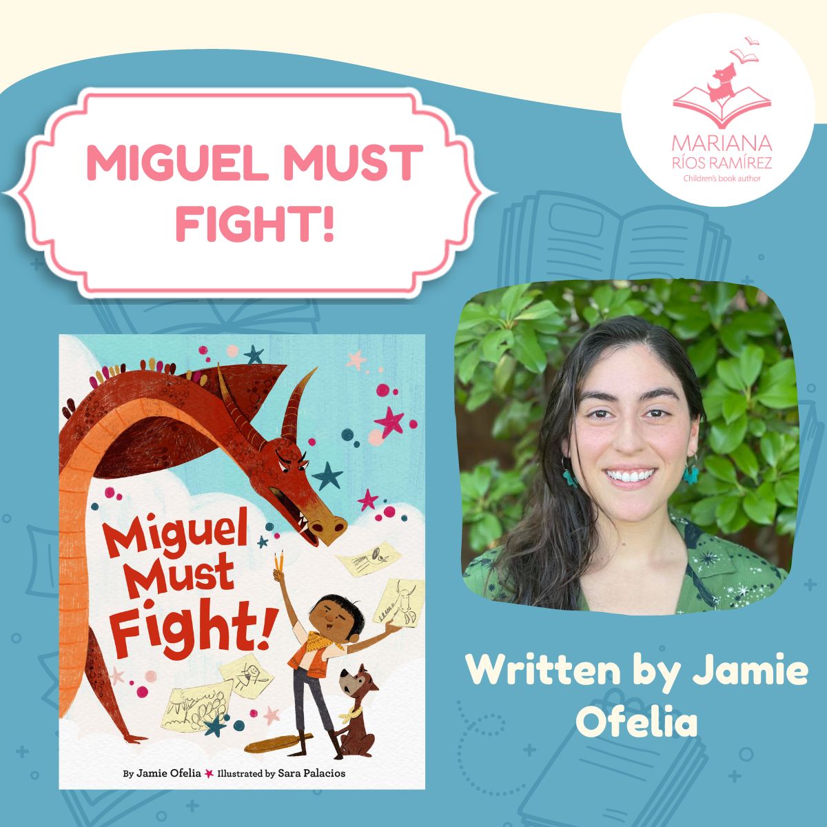 I'm thrilled to share this interview with my critique partner, friend, and fellow Musa @JamieOfelia about her soon to be published picture book MIGUEL MUST FIGHT!

Check it out here: 🐲🧡

marianariosramirez.com/miguel-must-fi… 

#kidlit #pb #picturebooks #writingcommunity #lasmusasbooks