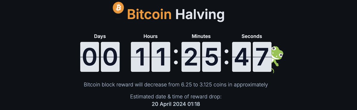 #BitcoinHalving Less than 12 hours to go! That's less than the flight time from New York to Dubai