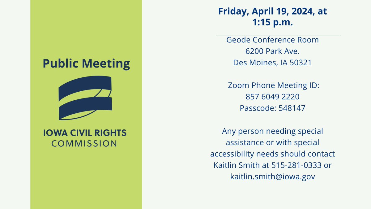 IowaCivilRights's tweet photo. Please click the link below to join the webinar: https://t.co/GdRszrDEDB 
Passcode: EFFC9w https://t.co/h8rH3oSLGK
