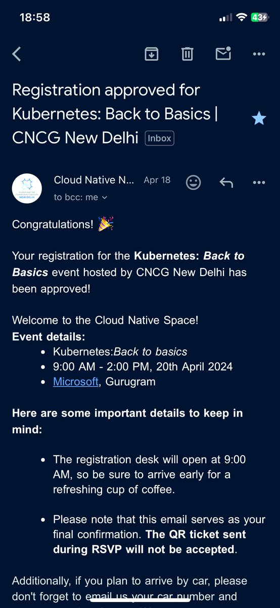 Got the approval for @cncgnd event “Kubernetes back to basics”