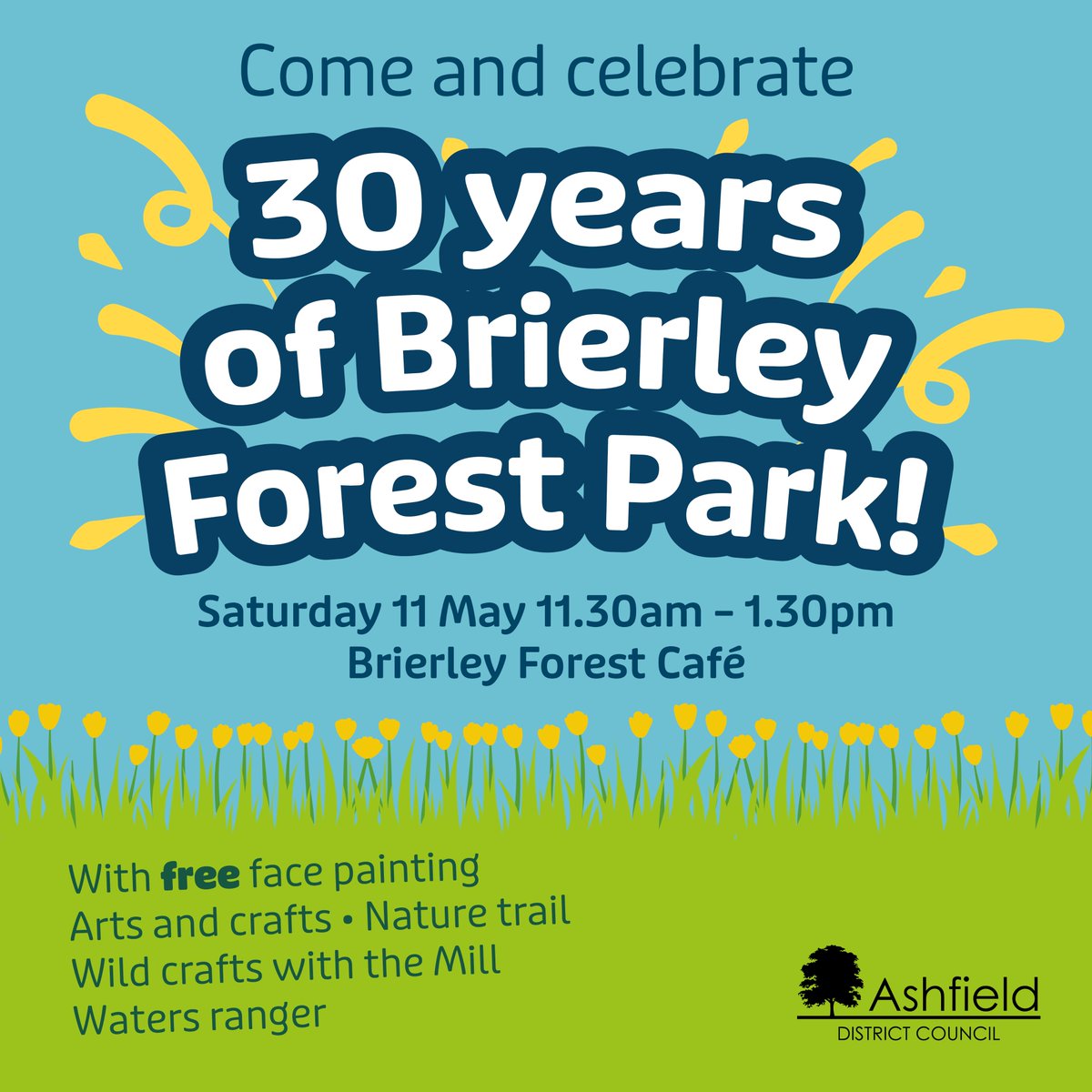 May 2024 marks 30 years since Brierley Forest Park opened! To celebrate this milestone we are hosting a small event with The Brierley Cafe🎂 📅 Join us on Saturday 11 May from 11.30am - 1.30pm for free face painting, arts and crafts, and a nature trail