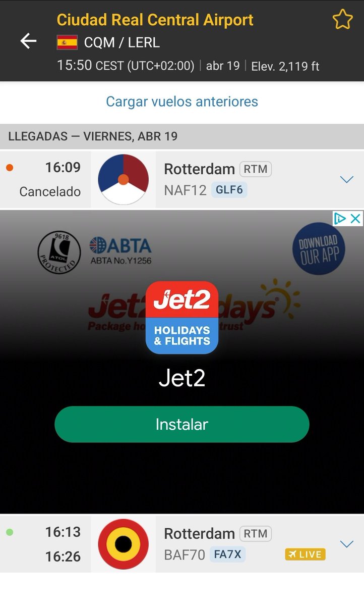 Próxima llegada desde Róterdam de un avión privado operando para la Fuerza Aérea Belga. Se esperaba también la llegada desde el mismo destino de otro avión de la Fuerza Neerlandesa, aunque de momento sólo llegará el primero.