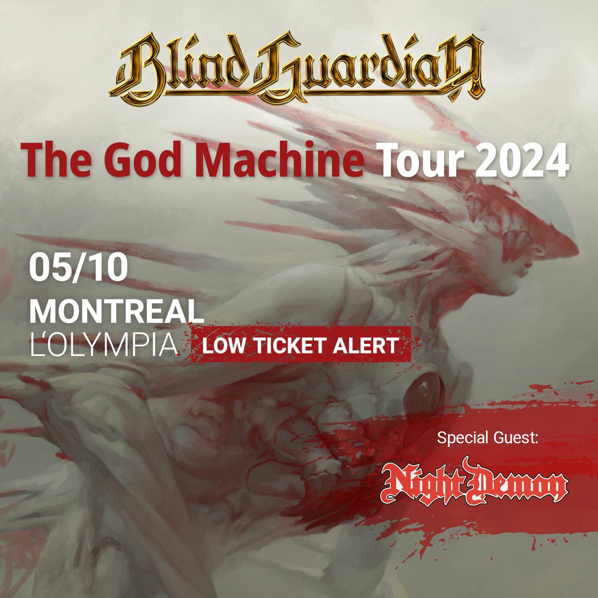 Montréal, a HUGE 'THANK YOU!' goes out to you for almost selling out the show on the 10th of May! For anyone, who's still thinking about getting a ticket, you better be quick! ➡️ blind-guardian.com/tour #montreal #canada #blindguardian #blindguardianlive #thegodmachinetour