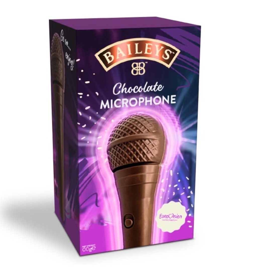 Eurovision Baileys Chocolate Microphone! 🎤🍫 At Ocado @Eurovision @BaileysOfficial #eurovision #baileys #chocolate #microphone #ollyalexander #new #newproduct #wellthisisnew