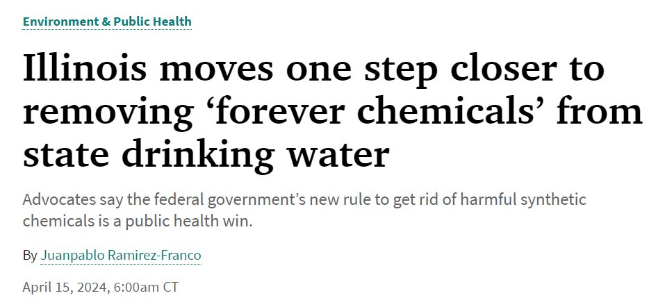 New federal standards aimed at removing 'forever chemicals' from water are hailed by environmental advocates as 'a major win for public health.' For IL, IEC's Ariel Hampton says, “We will certainly see changes in about three to five years.' Read more: wbez.org/stories/foreve…