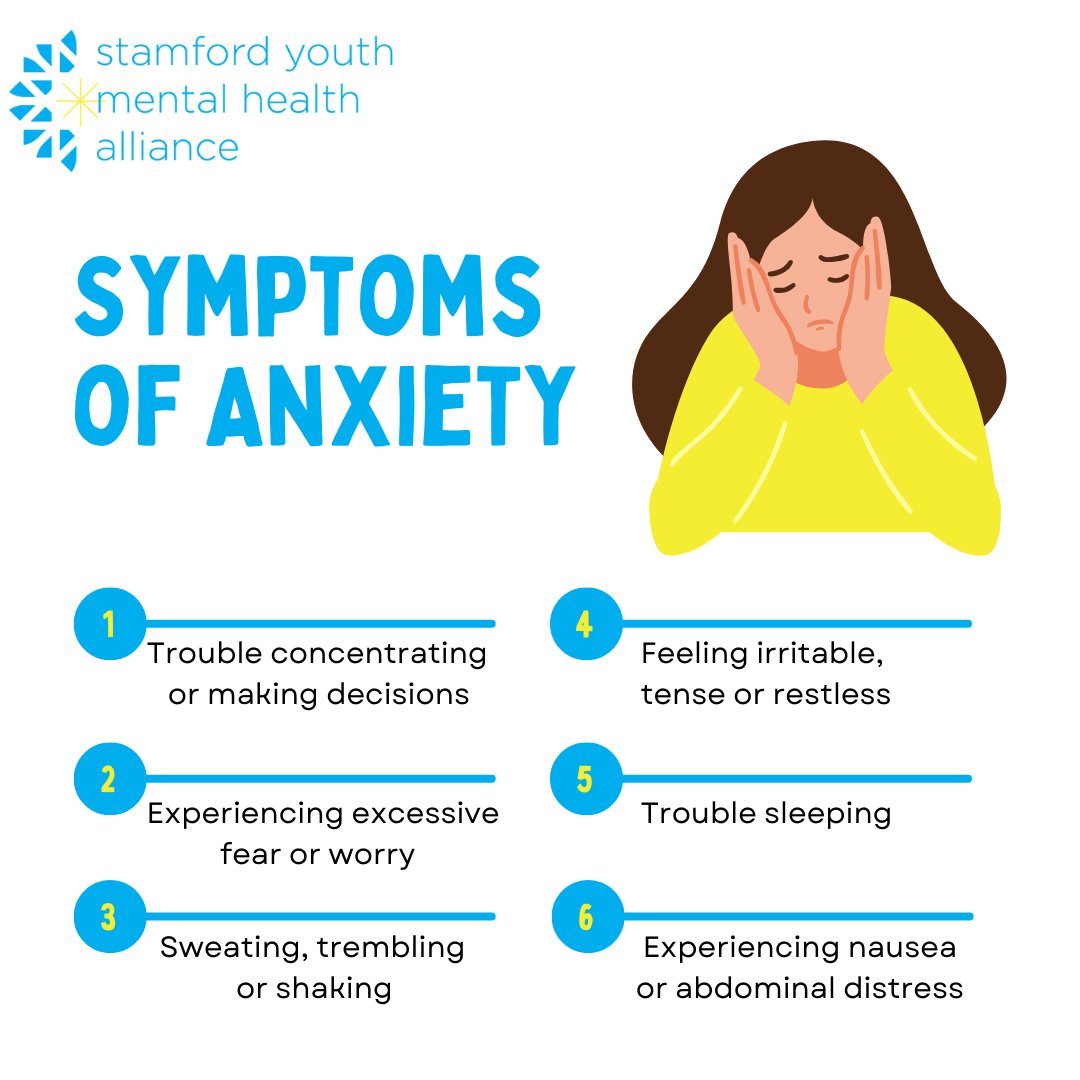 Recognizing the signs of anxiety is the first step in offering support to yourself or others. #StamfordYouthMentalHealthAlliance #StamfordYMHA #StamfordCT #YouthMentalHealth #MentalHealthSupport #MentalHealthAwareness #YouthWellness #MentalHealthAdvocacy