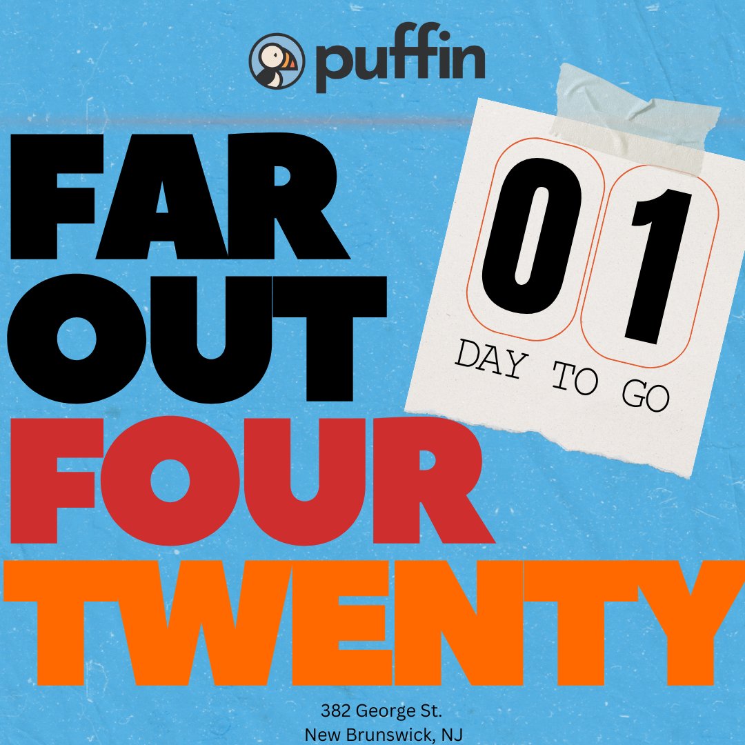 Tomorrow's the day to get funky at Puffin's FAR OUT FOUR TWENTY! 🎉

🗓️ Tomorrow, April 20th
⏰ 10AM - 10PM
📍 382 George St, New Brunswick, NJ

Let’s turn up and make this 4/20 one for the books. Don't miss the party of the year!

#PuffinStoreNJ #FarOut420 #NewBrunswickNJ