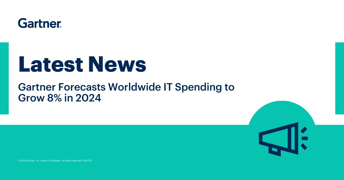 According to Gartner, worldwide IT spending is expected to total $5.06 trillion in 2024, an increase of 8% from 2023.

Read more about the latest #GartnerIT forecast now. gtnr.it/441dP72 #CIO