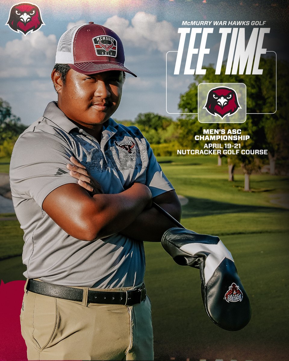 Good Luck to the @McMurry_Golf team today! They will compete in the ASC Men's conference championship today! 🦅⛳️ Live results: results.golfstat.com/public/leaderb…