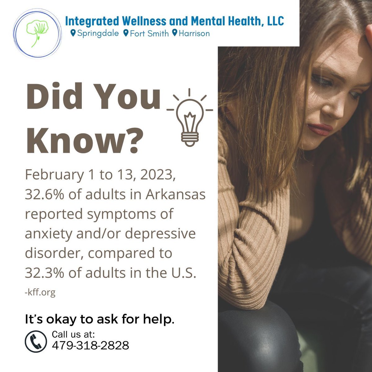 Did You Know?
It's okay to ask for help! Call us for an appointment today! dial 479-318-2828
#friday
#anxiety
#yourfeelingsarevalid
#askforhelp
#MentalHealthForadults
#wellbeing
#mentalhealthawareness
#depressivedisorder
#anxietyanddepressionawareness
#mentalhealthmatters
#mental