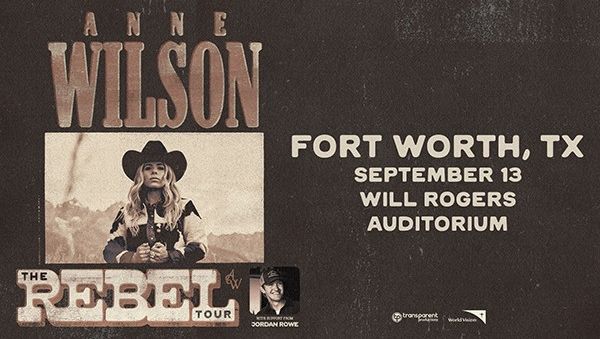 Anne Wilson: The Rebel Tour on September 13th at Will Rogers Auditorium with support from Jordan Rowe! Tickets on on sale 4/26 at 10am via Ticketmaster.com. To purchase tickets early, go to Ticketmaster.com on 4/25 from 10am to 10pm and enter unlock code: DICKIES