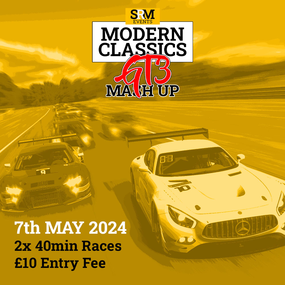 I'm delighted to announce the latest Special Event from SRM Events and Chaz Draycott Media - the Modern Classics GT3 Mash Up! We're heading to Oulton Park for two 40-minute races using Legacy GT3 machines from the iRacing service, British GT style, on the 7th of May 2024!