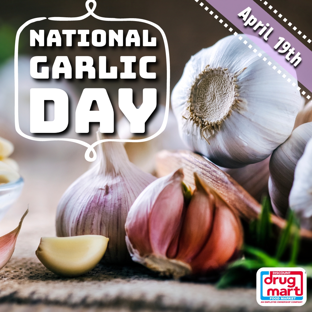 Happy National Garlic Day! Garlic does not only make your food taste good, but contains compounds with potent medicinal properties. Head to your local Discount Drug Mart and grab a couple of cloves today and make something spectacular! #DDM #ohio #garlic