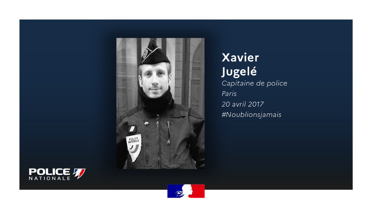 Il y a 7 ans, le capitaine de police Xavier Jugelé était lâchement assassiné sur les Champs-Elysées. Très ému d’avoir été ce matin aux côtés de son père, de son mari et de son équipe lors de l’hommage que nous avons rendu à sa mémoire @Interieur_Gouv @PoliceNationale @prefpolice