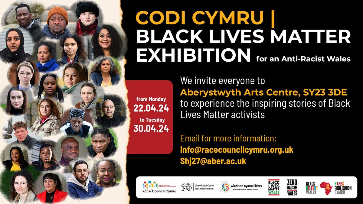 Great News! The #CodiCymru Black Lives Matter Exhibition will be coming to Aberystwyth at the Aberystwyth Arts Centre, Aberystwyth University @AberUni. Don't miss the opportunity to visit Aberystwyth University and stand in solidarity against racism in Wales. Visit the