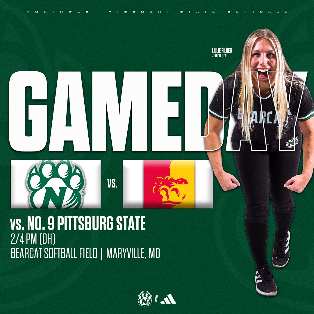'Cats-'Rillas.

🆚: No. 9 Pittsburg State
🏟️: Bearcat Softball Field
📍: Maryville, MO
⏰: 2/4 PM (DH)
📺: bit.ly/3LN76FT
📊: bit.ly/3Pcrwd0

#OABAAB