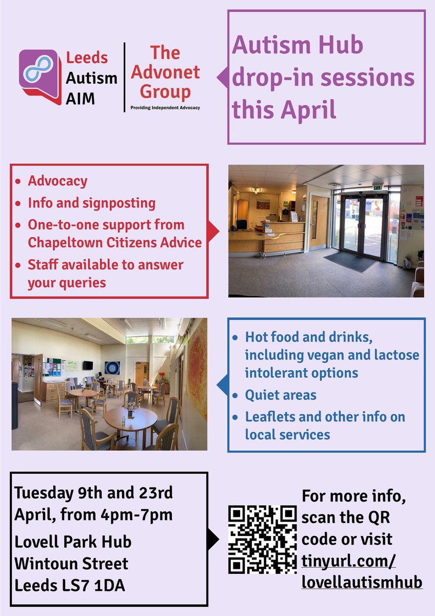 Our next Drop-In #Autism Hub session in #Leeds is on next Tuesday from 4pm-7pm! Find out more about the Hub, who it's for and what's on offer here: leedsautismaim.org.uk/2024/04/05/dro… #AutismAcceptanceMonth