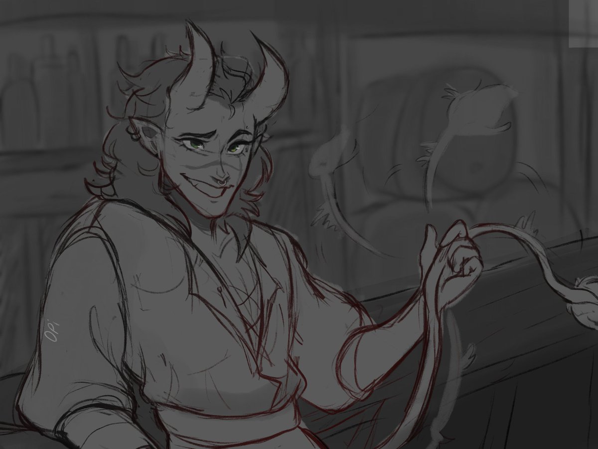 Shela, El bardo Tiefling de 1,60 ,Horny q tiene tremendos Mommy issues 💋💋✨️

#DnDcharacter #sketch #DnD #digitalart