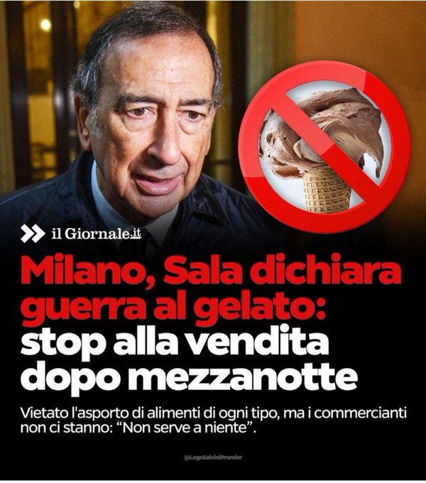 Dice Sala che i milanesi mangiano troppi gelati e quindi STOP!  🤷🏻&zwj;♀️  #StopSala https://t.co/k4Tcpf<a href="/tag/stopsala"class="tags"><span>#stopsala</span></a>