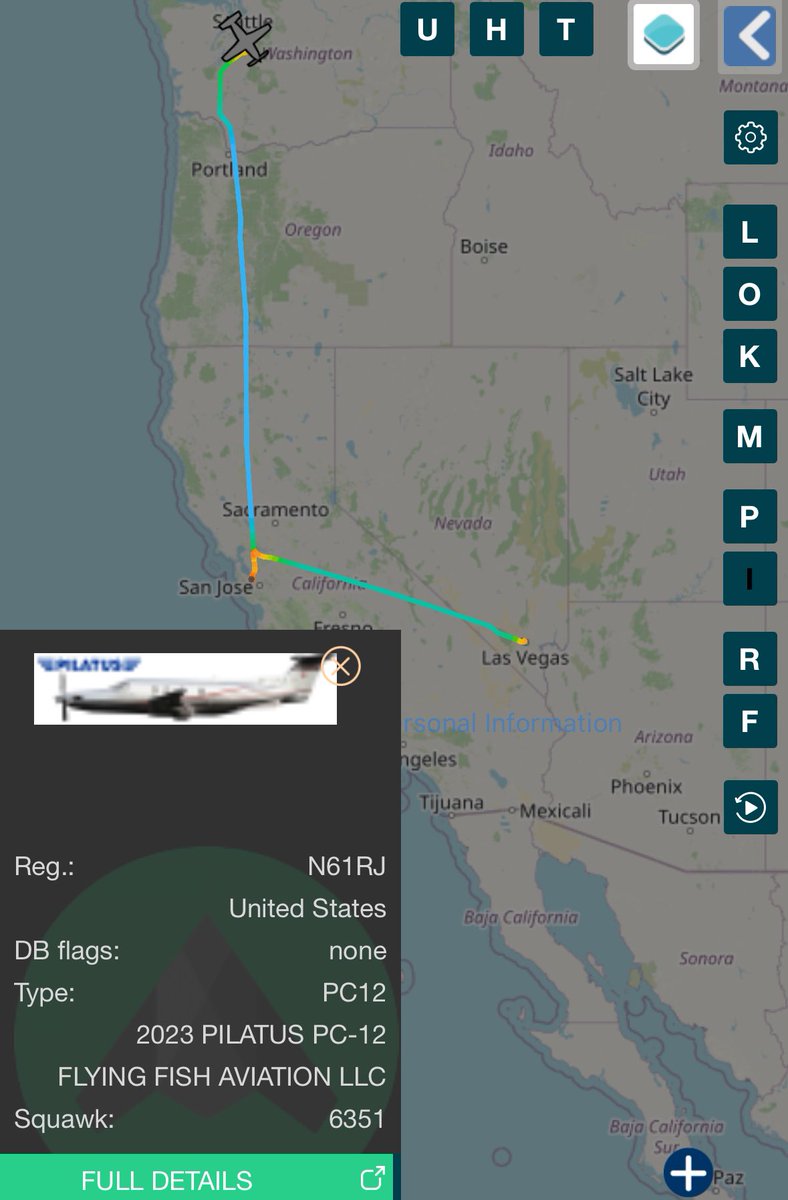 On 4/18/24, John Fisher’s plane (N61RJ) flew from Las Vegas to Concord, Concord to Palo Alto, and Palo Alto to Seattle. Tracking Fisher’s plane until he sells the team. #SellTheTeam #Athletics #FisherOut