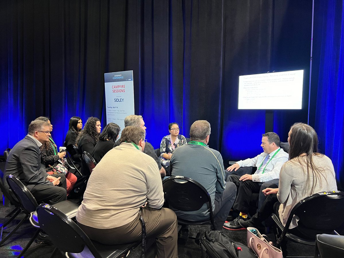 SidleyLifeSci's tweet photo. Thank you to all who joined Sidley’s Daniel Roberts and Stephanie Slater this week in New York at @INTERPHEX's #INTERPHEX2024 Conference, where the duo led a series of Campfire Discussions in addition to a keynote speech delivered by Daniel on "FDA Regulatory Updates." https://t.co/K2m1j3l0NP