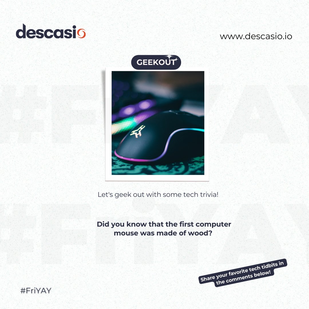Descasiofficial's tweet image. From quirky gadgets to surprising facts, let&apos;s explore the lighter side of innovation!   

Did you know that the first computer mouse was made of wood?

Drop your favorite tech trivia nugget in the comments below and let&apos;s geek out together!😂   

#TechLaughs #TriviaTime #Geeky