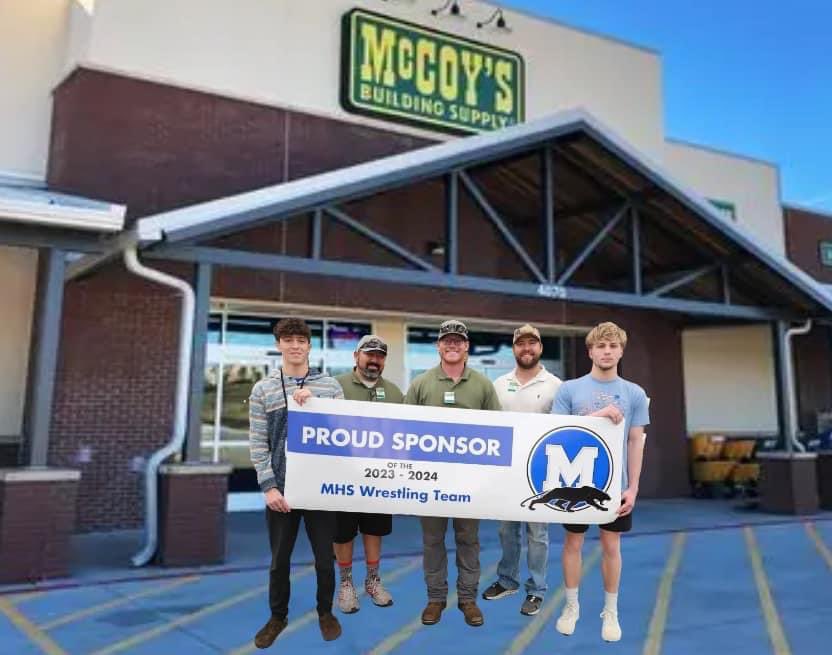 Thank you to McCoy’s for sponsoring our wrestling team this year! Yall have been awesome in everything you do for MHS and the community.