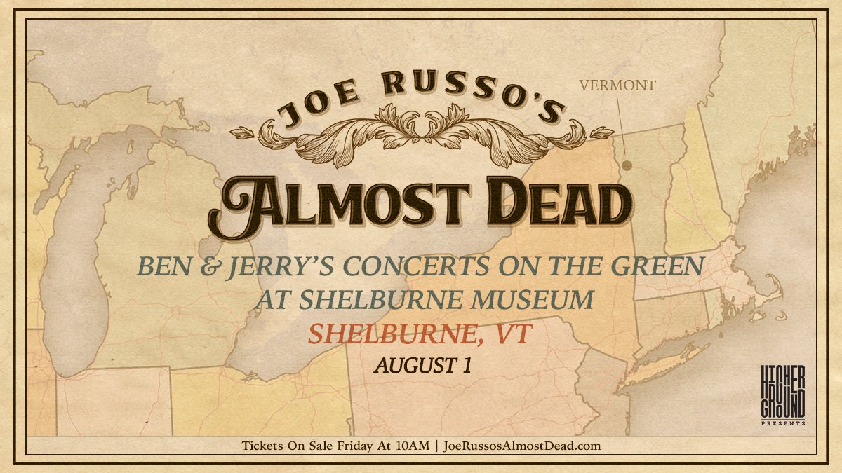 🌹 ON SALE NOW 🌹 Don't miss Joe Russo's Almost Dead on Thursday, August 1 at Ben & Jerry's Concerts on the Green at Shelburne Museum. 🎫 bit.ly/JRAD24