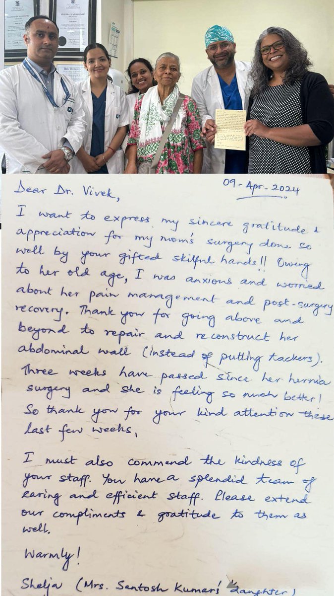 Grateful to receive such heartwarming appreciation and thank you note from our satisfied patients after successful abdominal wall reconstruction.

#BariatricSurgery #BestBariatricSurgeon #WeightLossSurgery    #SurgicalExcellence
#HerniaExpert #HerniaSurgery #RoboticSurgery