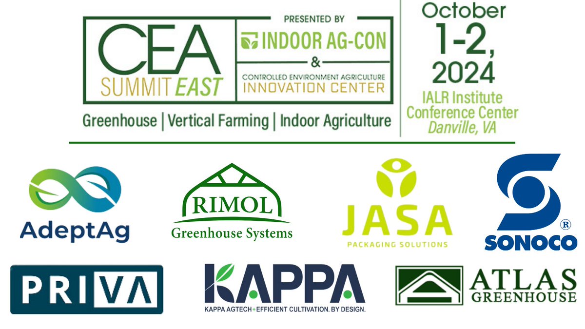#CEASummitEast tabletops are already filling up for the Oct. 1-2, 2025 edition with leaders like @AdeptAg @AtlasGreenhouse @RimolGreenhouses @Sonoco_Products @JASApackaging @PrivaSolutions Kappa AgTech. Look for more info coming soon & join us! ceasummit.com