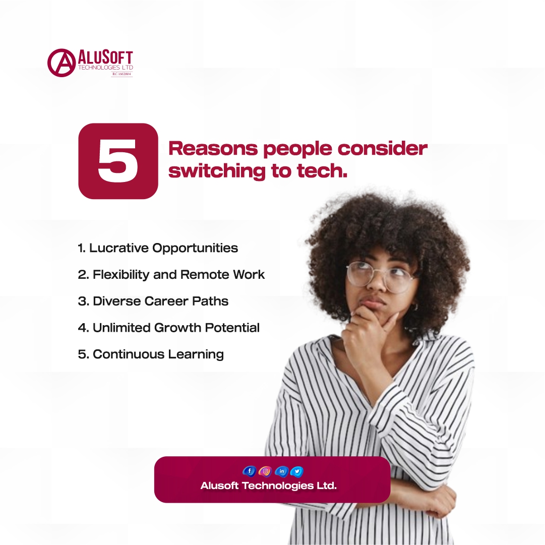 Kickstart your journey towards a fulfilling and creative career in tech with Alusoft Technologies. 💻

Visit us at Topmost Floor, Elem Building, Olopomeji, Akobo, Ibadan.

Happy New Week!

#Tech #Career #Newweek #Alusofttech