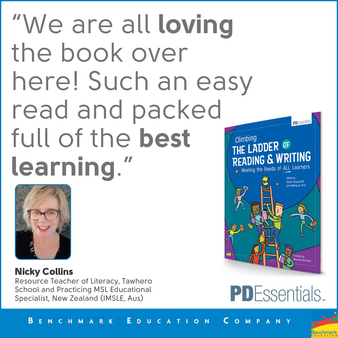 Global acclaim for 'Climbing the Ladder of Reading & Writing: Meeting the Needs of ALL Learners'! Nicky Collins, a resource teacher of literacy in New Zealand says that it's 'packed full of the best learning!' @NancyYoung_ @janhasbrouck Out Now: hubs.ly/Q02ts9hW0