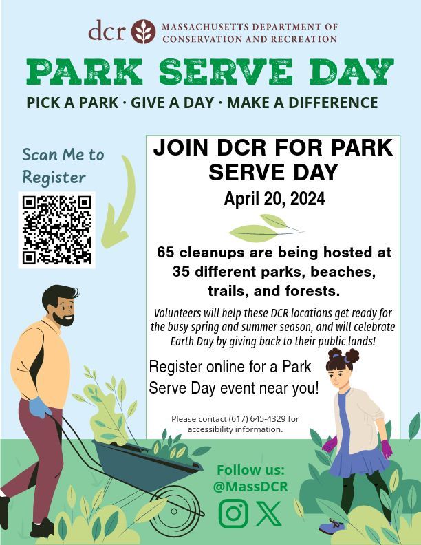 In honor of Earth Week, @MassDCR will be holding its annual Park Serve Day tomorrow, 4/20. This year, DCR will hold 63 Park Serve Day events at 35 locations across MA for volunteers to help tend to their favorite park in honor of Earth Day! More -buff.ly/3KXf6UP.