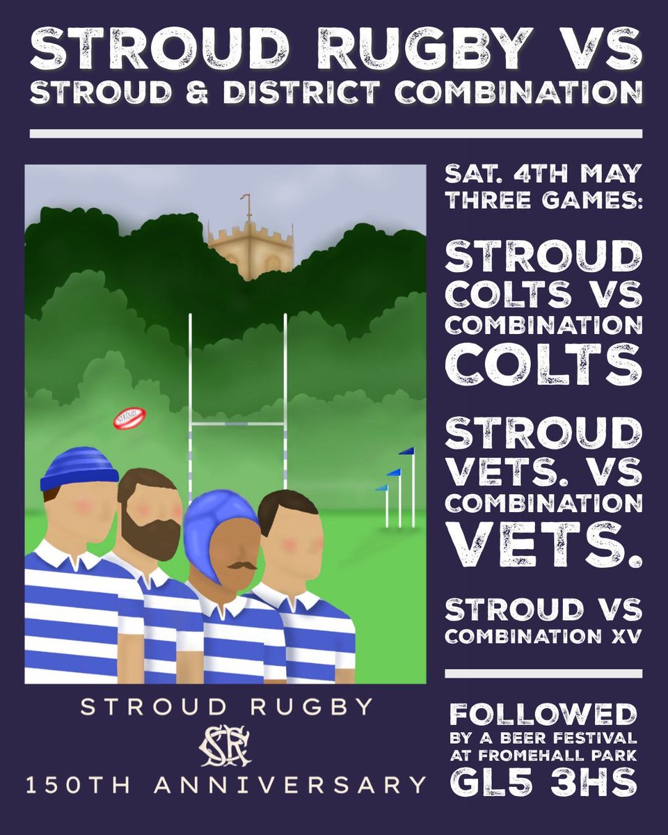 RUGBY & BEER FESTIVAL On Saturday 4th May we are all set to enjoy a festival of rugby, followed by a festival of beer - all on the hallowed turf of Fromehall Park - the home of Stroud Rugby! #proudtobestroud #thefutureisbright #thefutureisblueandwhite