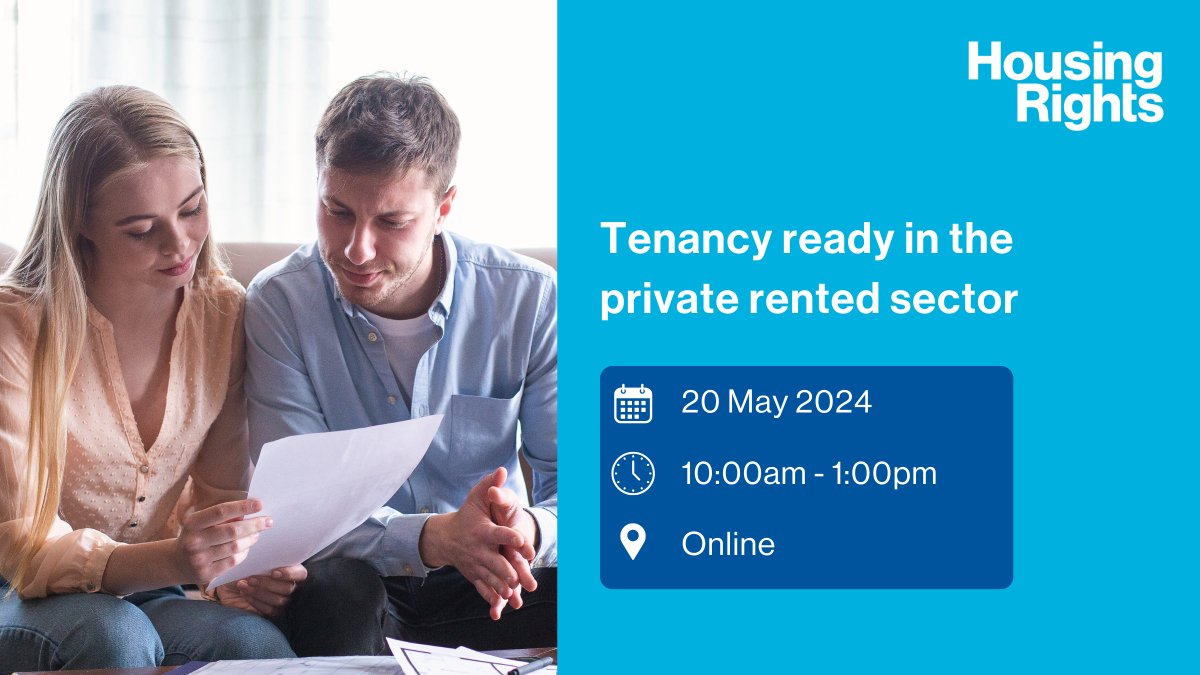 Are you a housing adviser, constituency office staff or community group? Our #HousingTrainingCourse 'Tenancy ready in the private rented sector' will help you advise your clients on their housing issues, particularly in the private rented sector. Book: housingrights.org.uk/training-and-e…