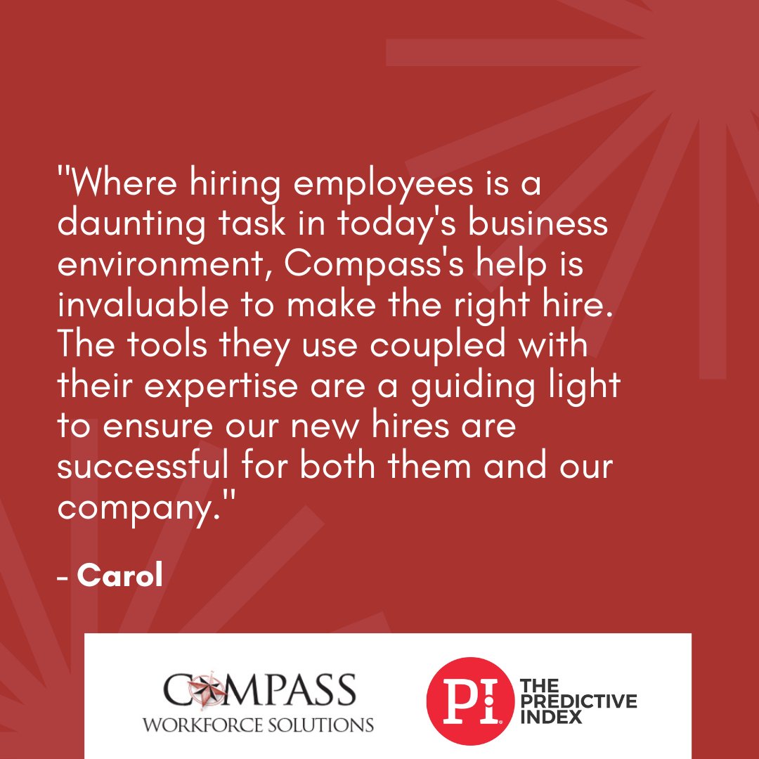 We are thrilled to end this week with a testimonial from a happy customer. Carol, thank you so much for trusting Compass Workforce Solutions with your company. If you have ever worked with us before, please take the time to leave us a thoughtful review. #hr #hrmanager
