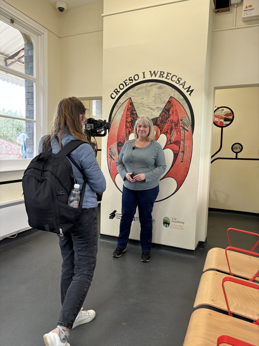 Thank you Josie @3CountiesCCRP for joining @transport_wales media team and #Communityrail team in Wrexham filming with our good friends Ryan and Rob. Keep posted for the video interviews coming soon.