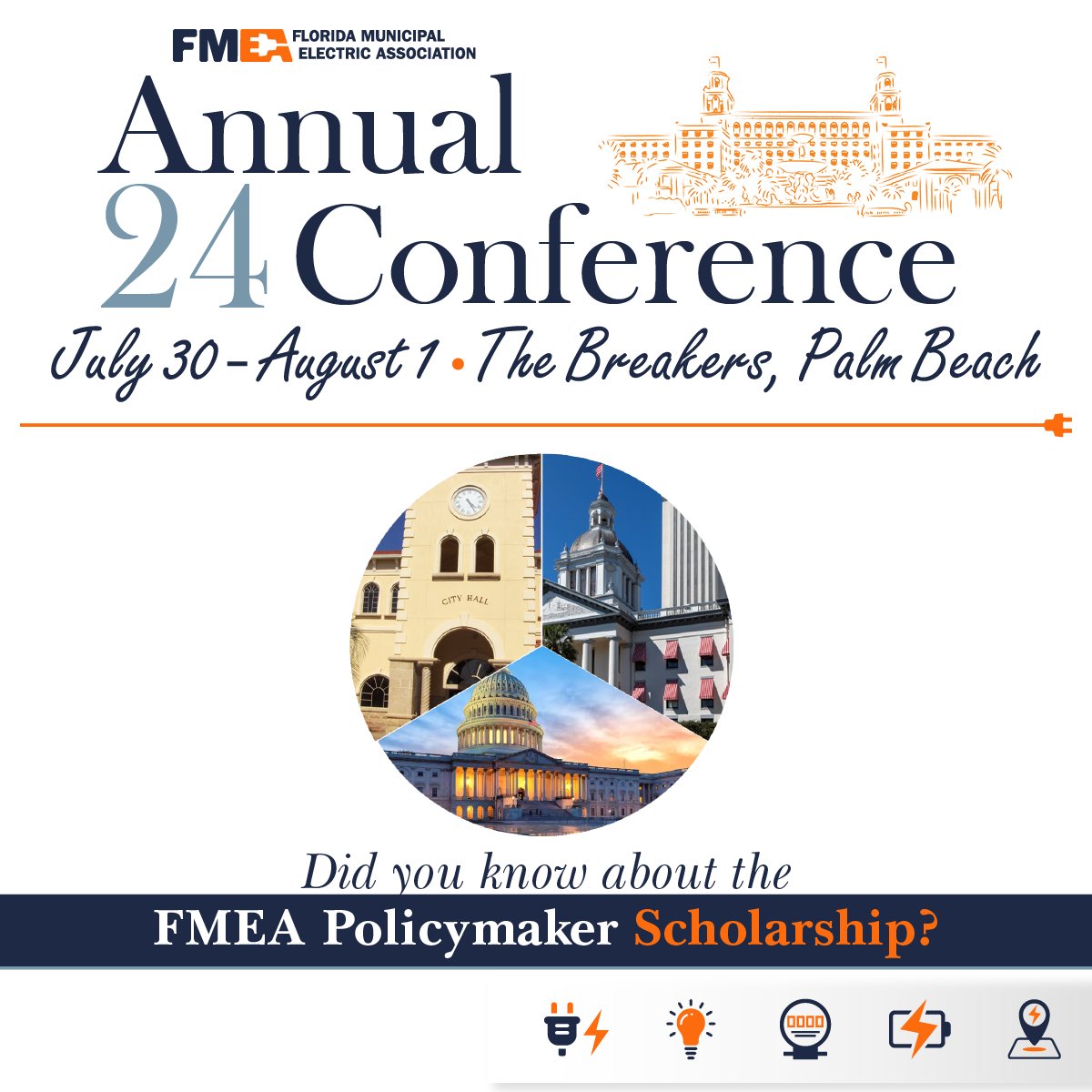 #DYK that FMEA awards complimentary conference registration scholarships to eligible policymakers who are also first-time Annual Conference attendees? To learn more & for contact info regarding the scholarship, please visit bit.ly/3Pb3vmA. #FLPublicPower #PublicPower